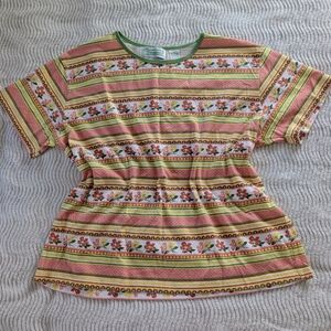 Colorful Floral Striped Women's Tee